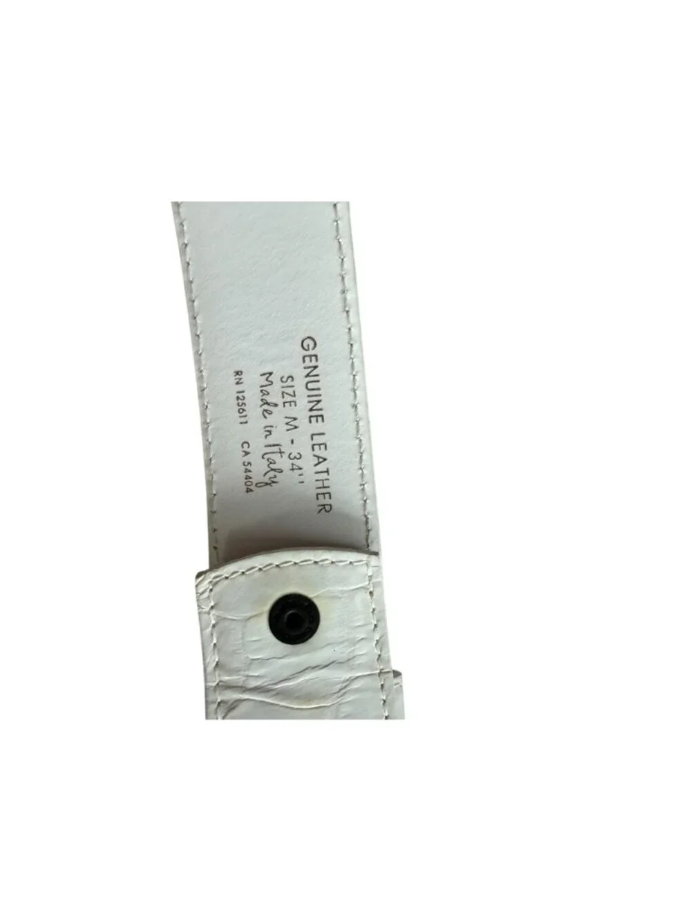 DIESEL Men’s White Leather Belt Size 34 Mens Accessory